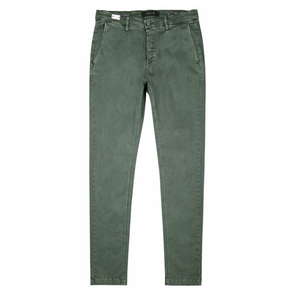 Replay Green Cotton-blend Chinos