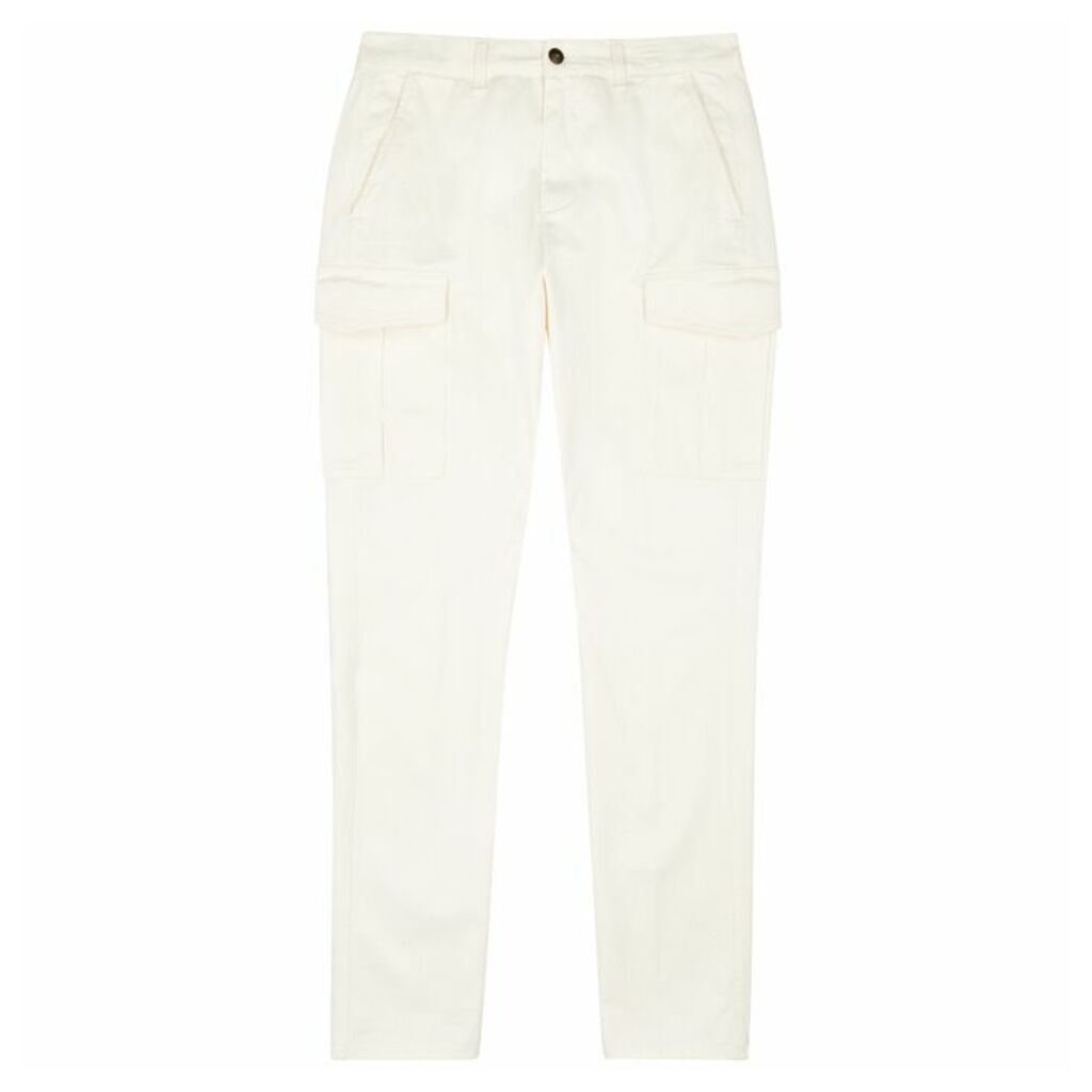 Eleventy Off-white Cotton-blend Cargo Trousers