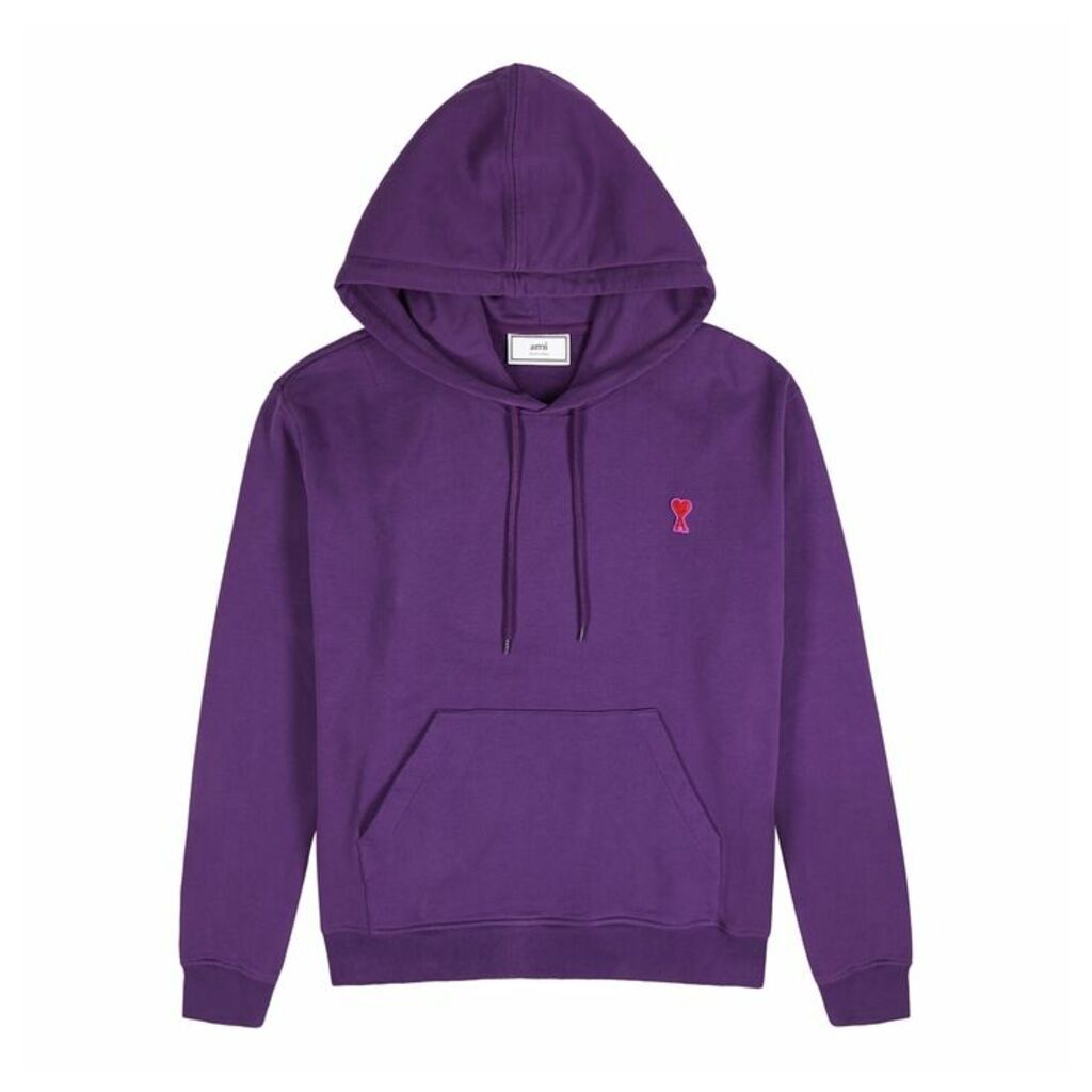 AMI Purple Embroidered-logo Cotton Sweatshirt