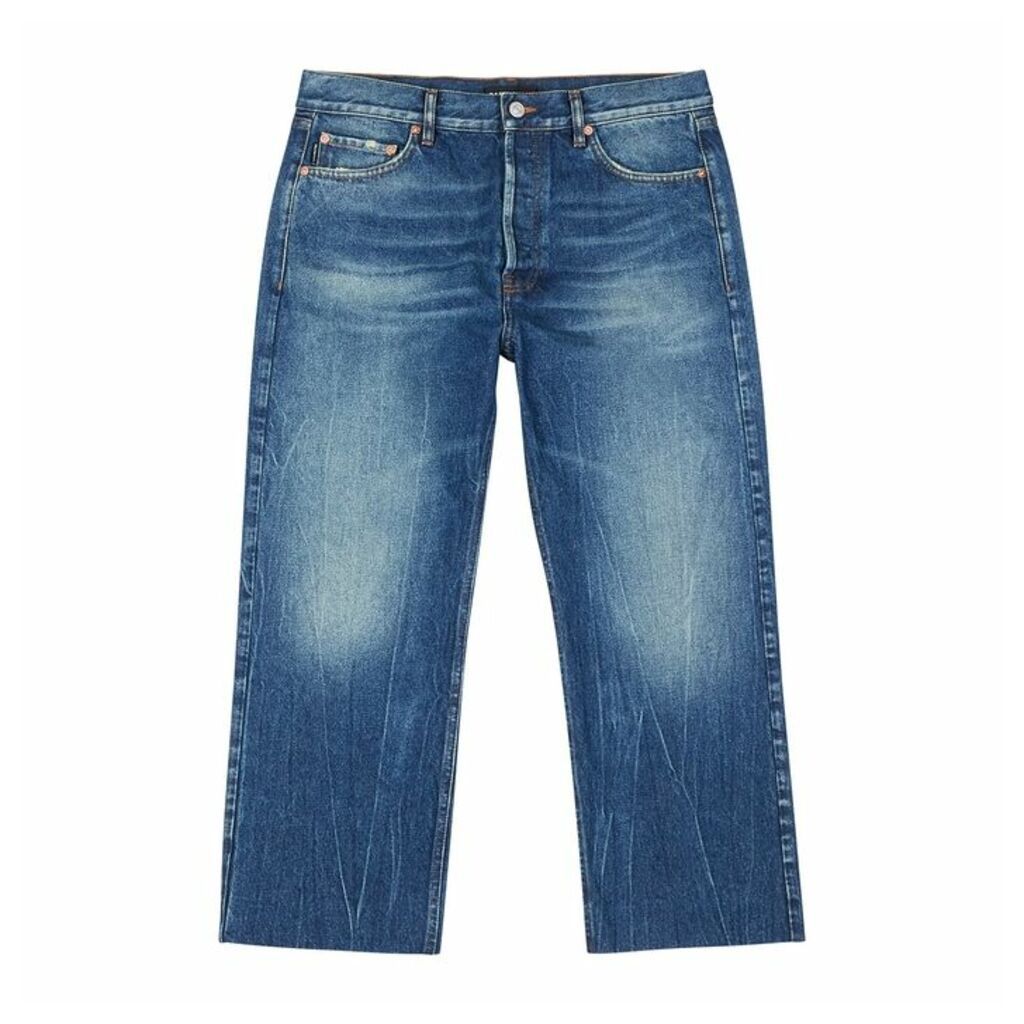 Balenciaga Blue Cropped Straight-leg Jeans