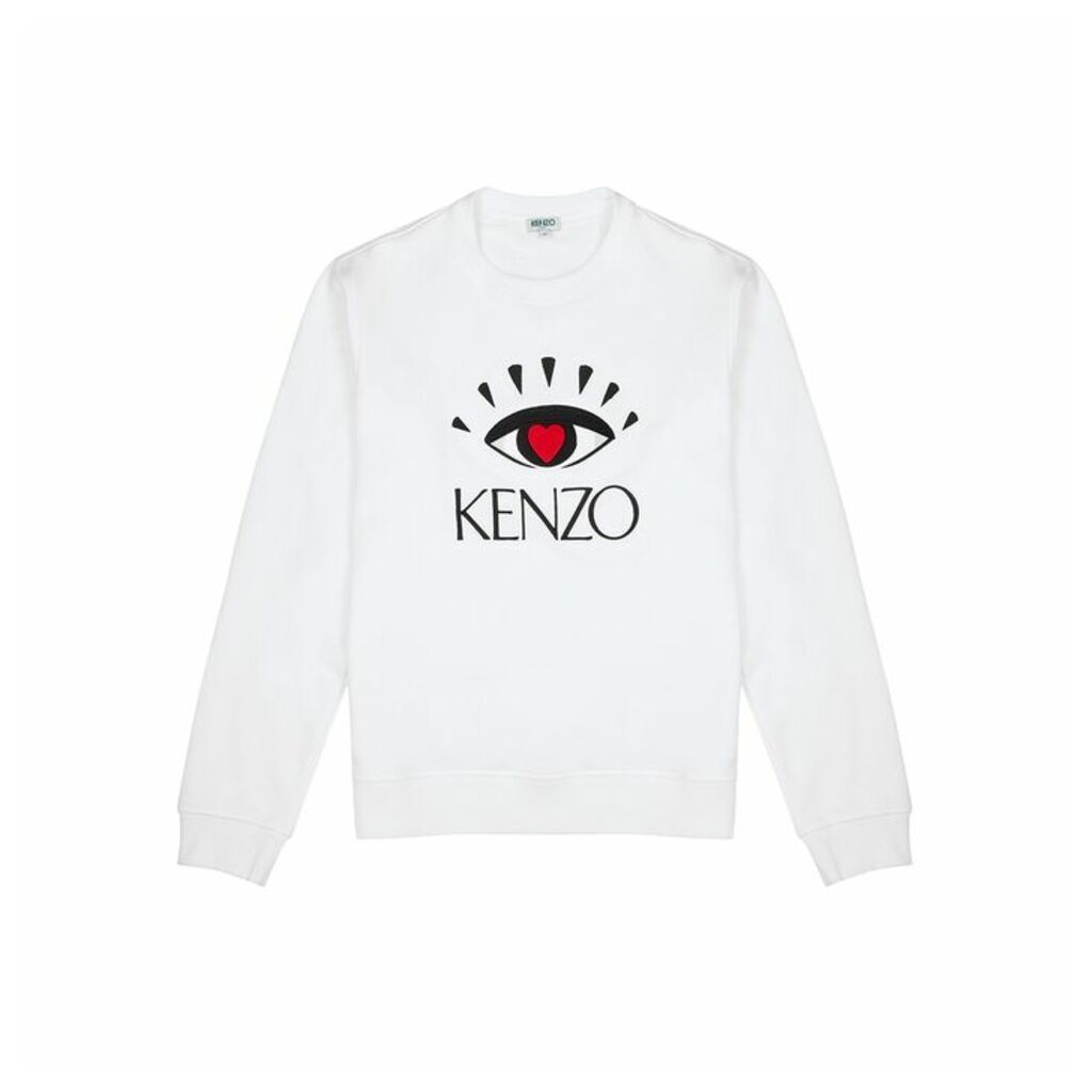 Kenzo White Embroidered Cotton Sweatshirt