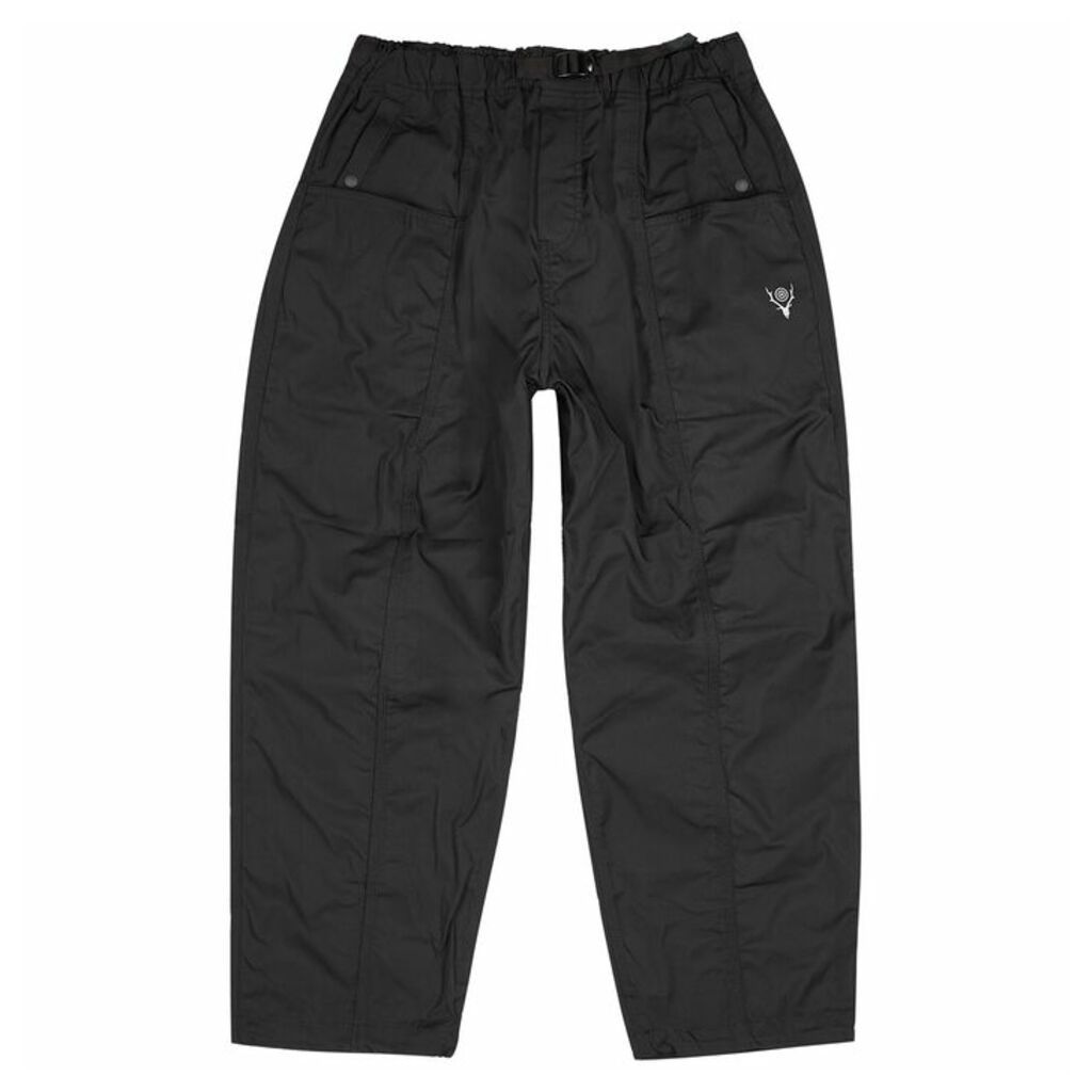 South2 West8 Black Shell Cargo Trousers