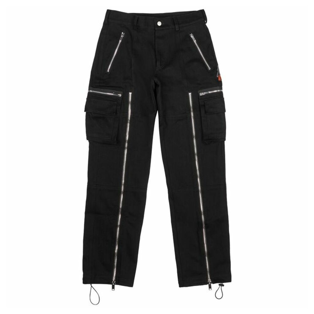 Palm Angels Black Zip-embellished Twill Cargo Trousers