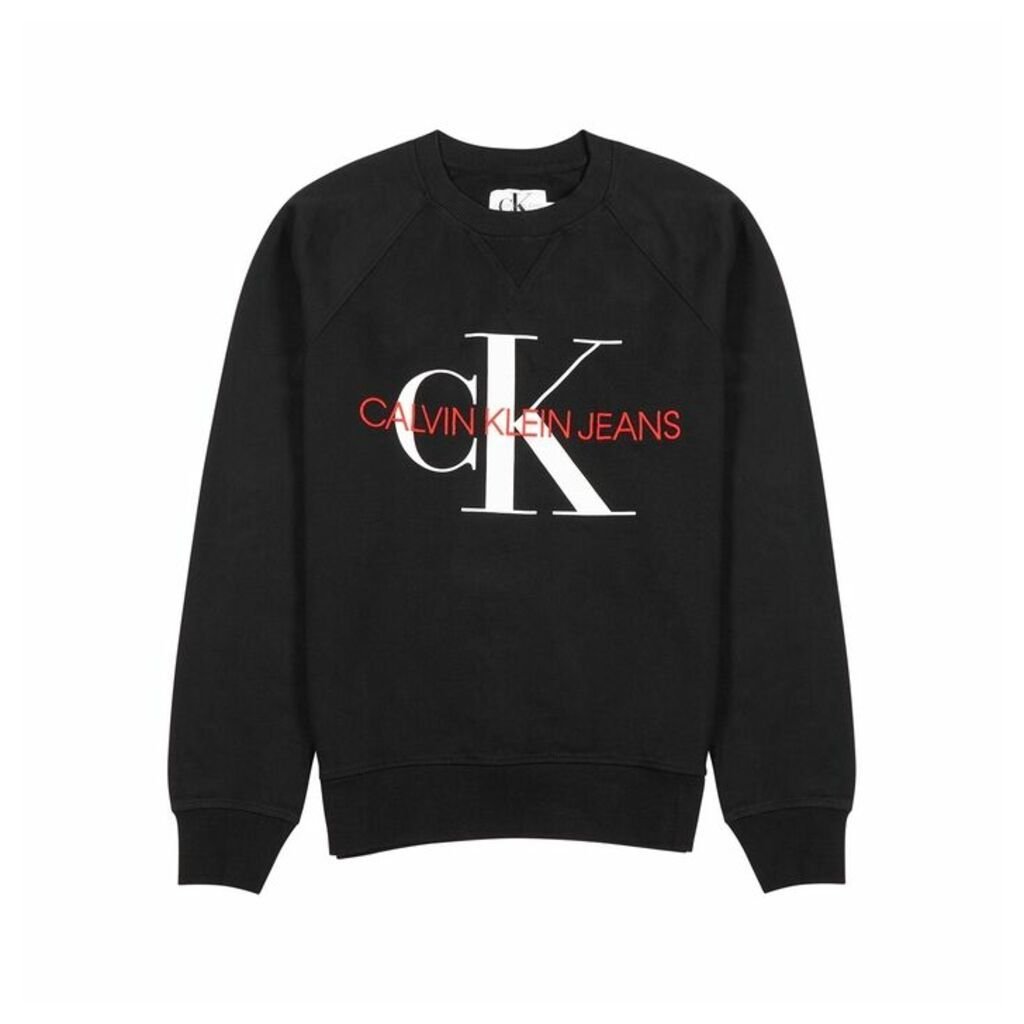 Calvin Klein Jeans Black Logo-print Stretch-cotton Sweatshirt