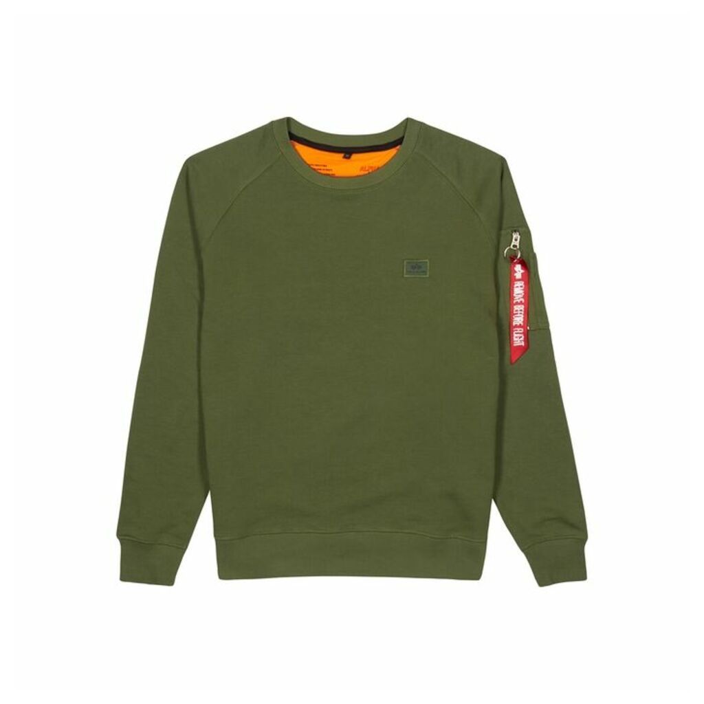 Alpha Industries X-Fit Army Green Cotton-blend Sweatshirt