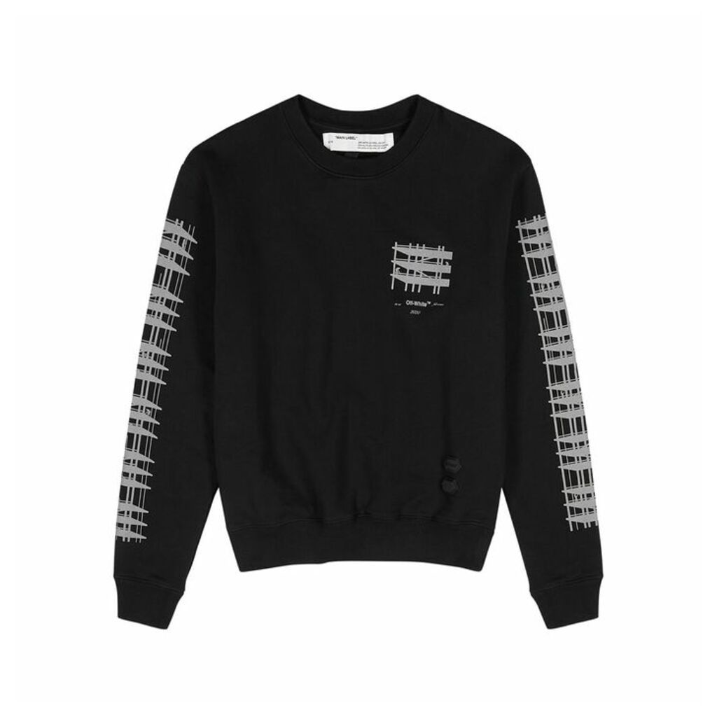 Off-White Black Reflective-print Cotton Sweatshirt