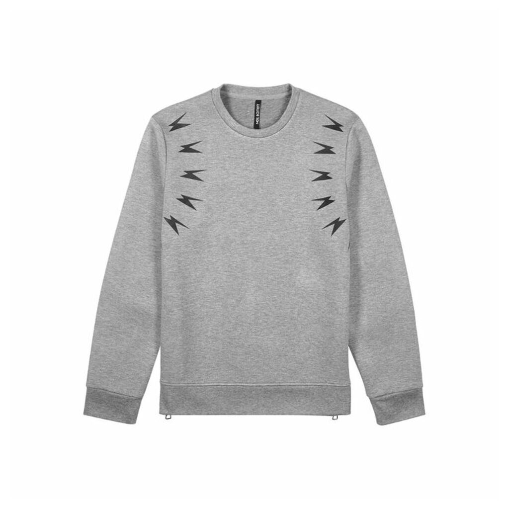 Neil Barrett Grey Printed Mélange Neoprene Sweatshirt