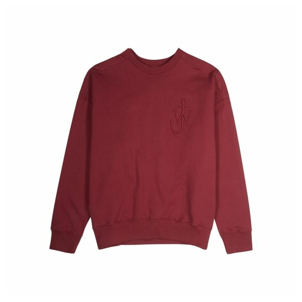 JW Anderson Burgundy Logo-embroidered Cotton Sweatshirt