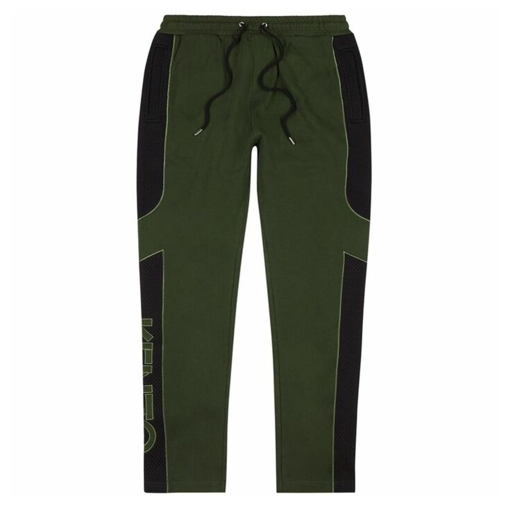 Kenzo Army Green Panelled Cotton Sweatpants