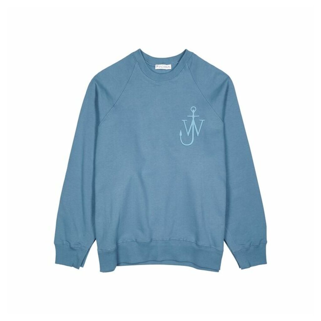 JW Anderson Blue Logo-embroidered Cotton Sweatshirt