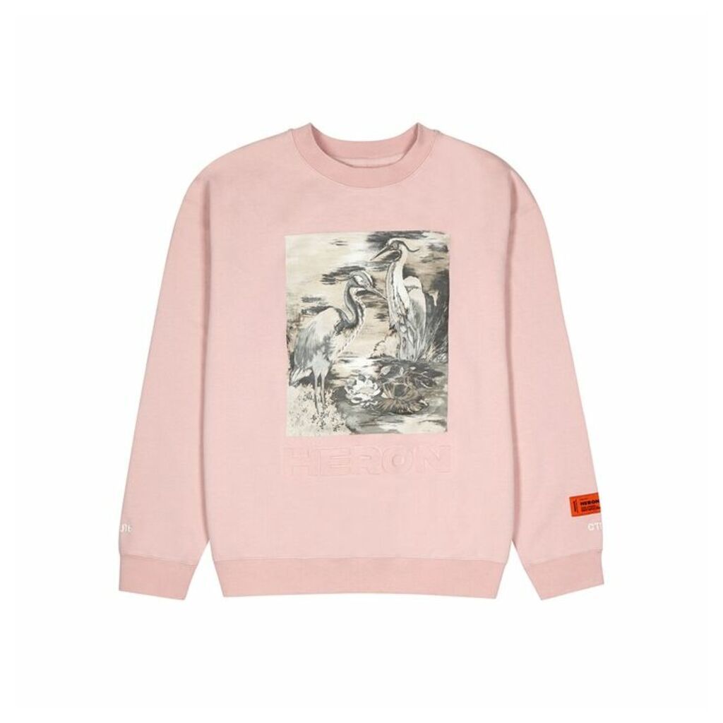 Heron Preston Light Pink Printed Cotton Sweatshirt