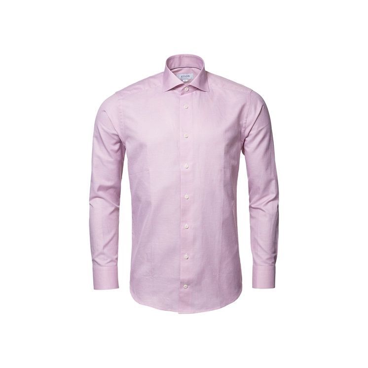 Pink Wrinkle-free Cotton Linen Slim Fit Shirt