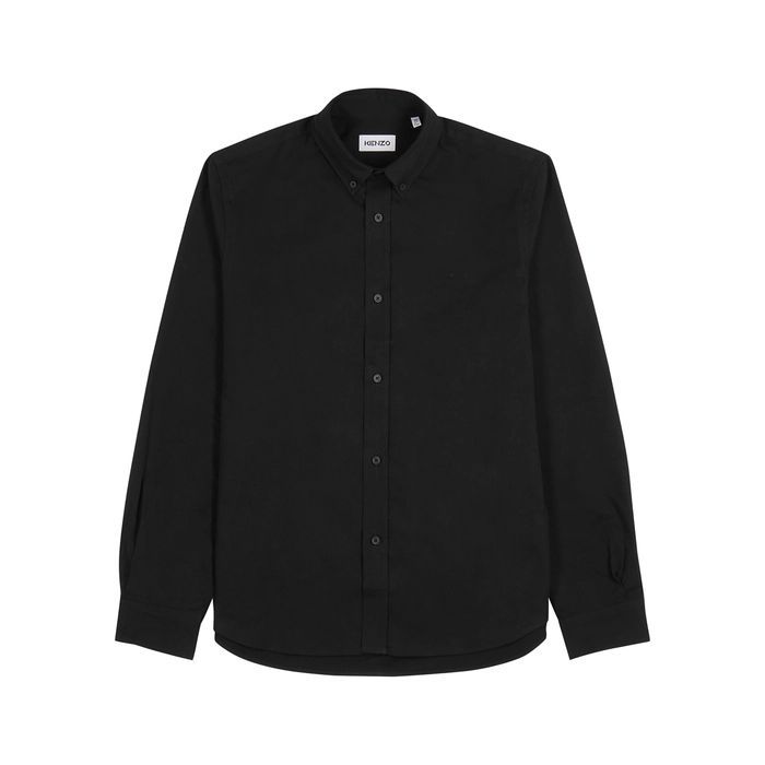 Black Tiger-embroidered Cotton Shirt