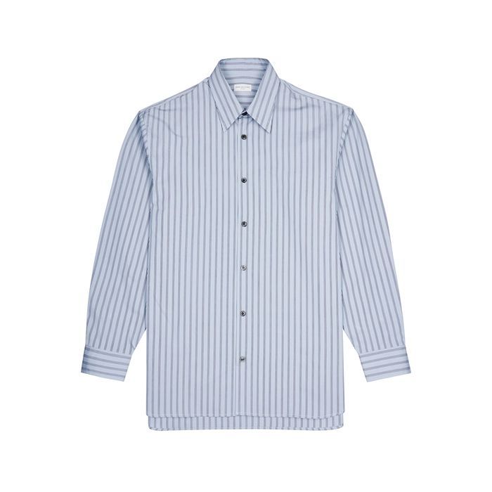 Croom Blue Striped Cotton-poplin Shirt - LIGHT BLUE - S