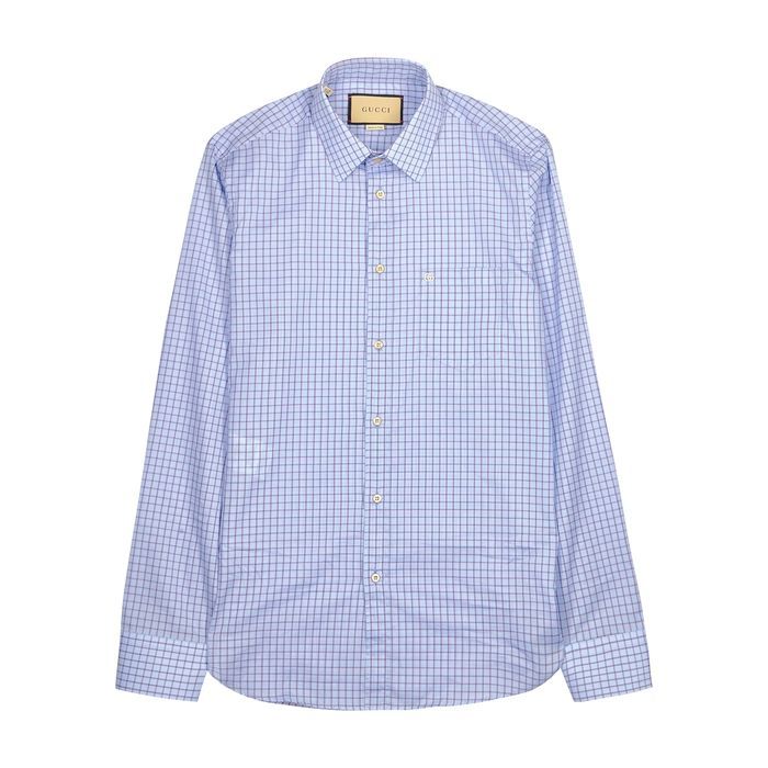 Blue Checked Cotton Shirt