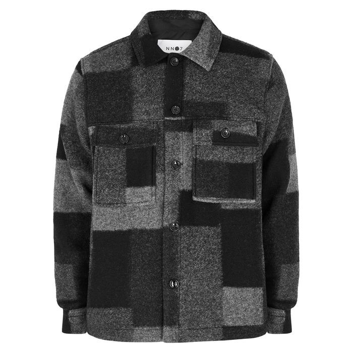 Wilas Checked Wool-blend Overshirt - BLACK - S