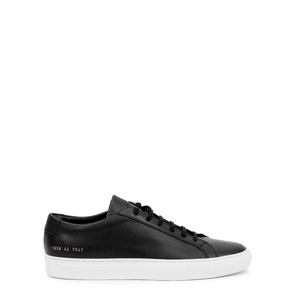 Achilles Black Leather Sneakers - Black And White - 5