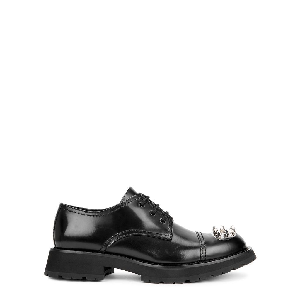 Black Studded Leather Derby Shoes - Black/Silver - 11