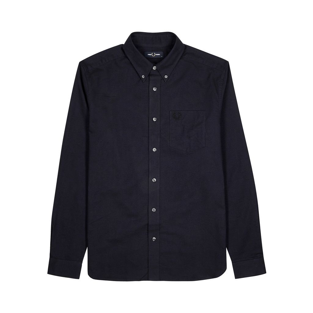 Logo-embroidered Cotton Oxford Shirt - Navy - L