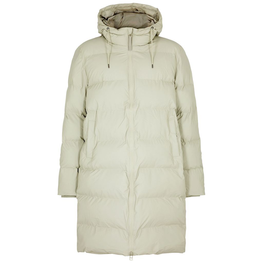 Quilted Rubberised Shell Coat - Light Grey - M