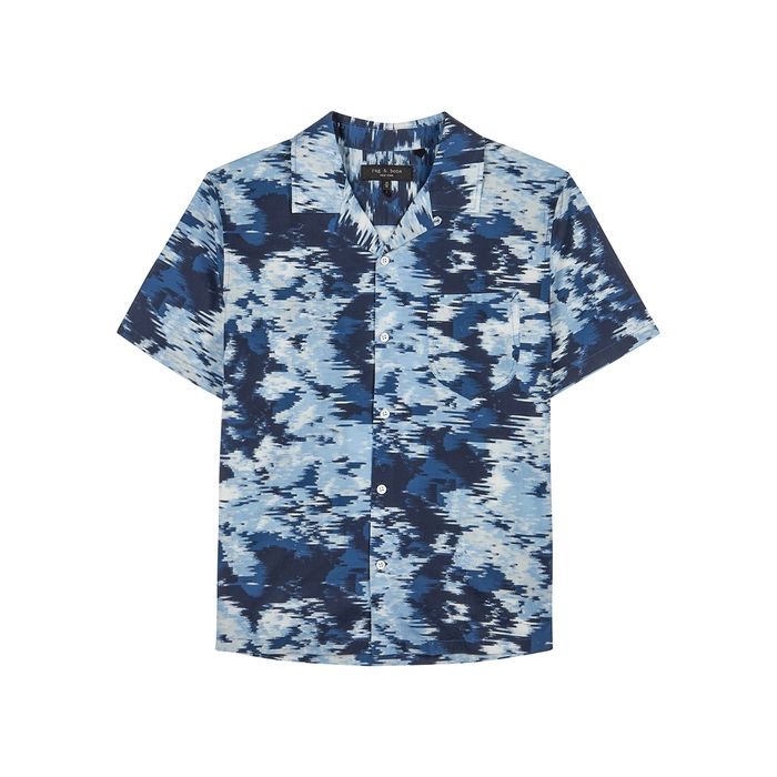 Avery Blue Printed Cotton Shirt