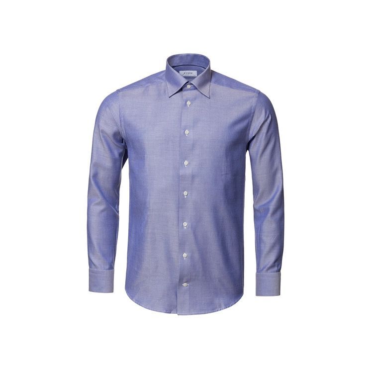 Blue Cotton-lyocell Stretch Slim Fit Shirt