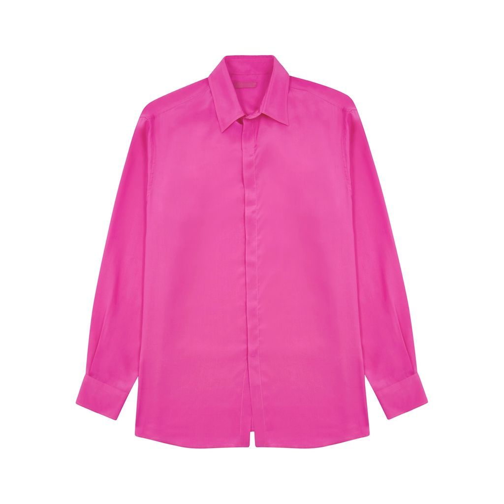 Silk Crepe De Chine Shirt - Pink - 15.5