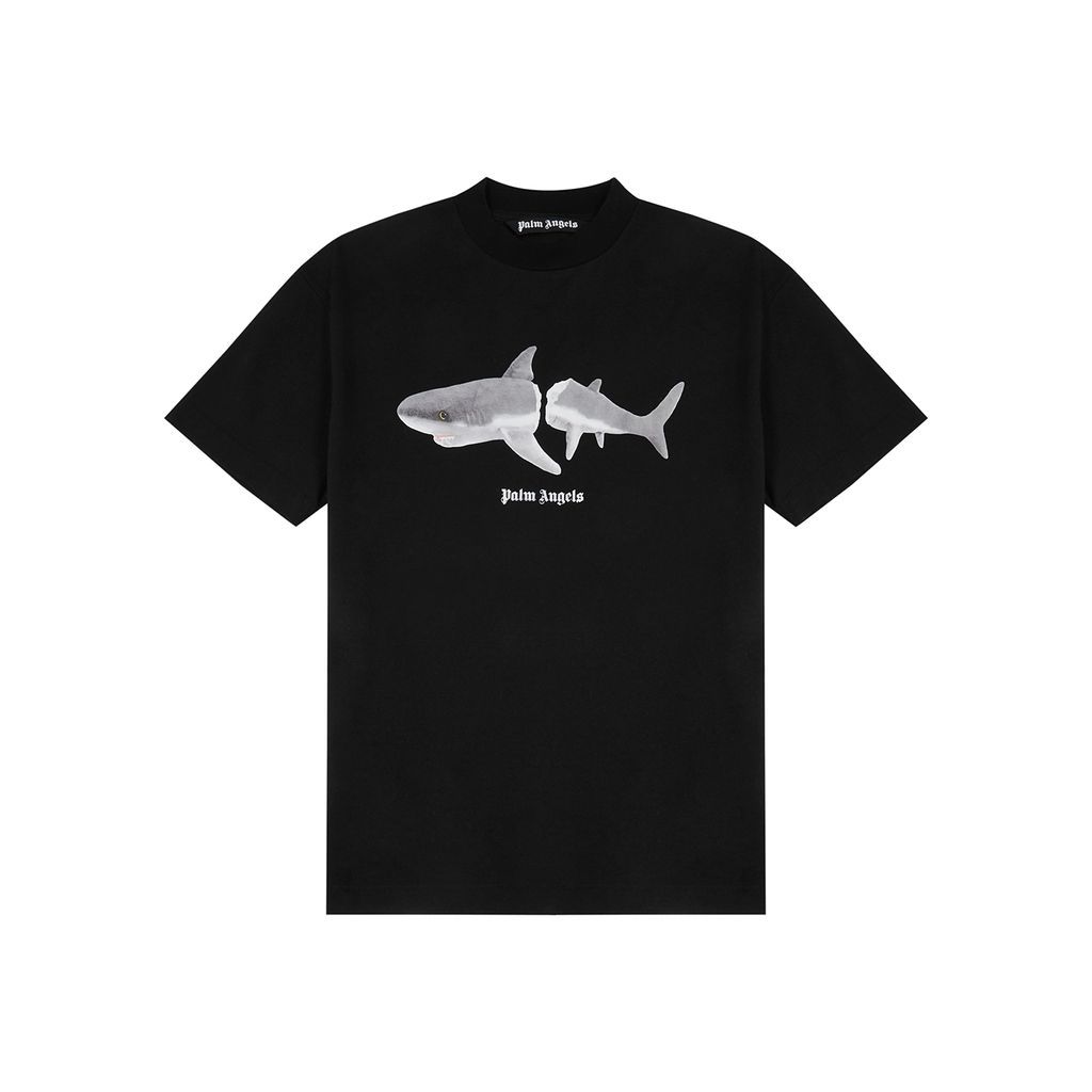 Shark-print Cotton T-shirt - Black - M
