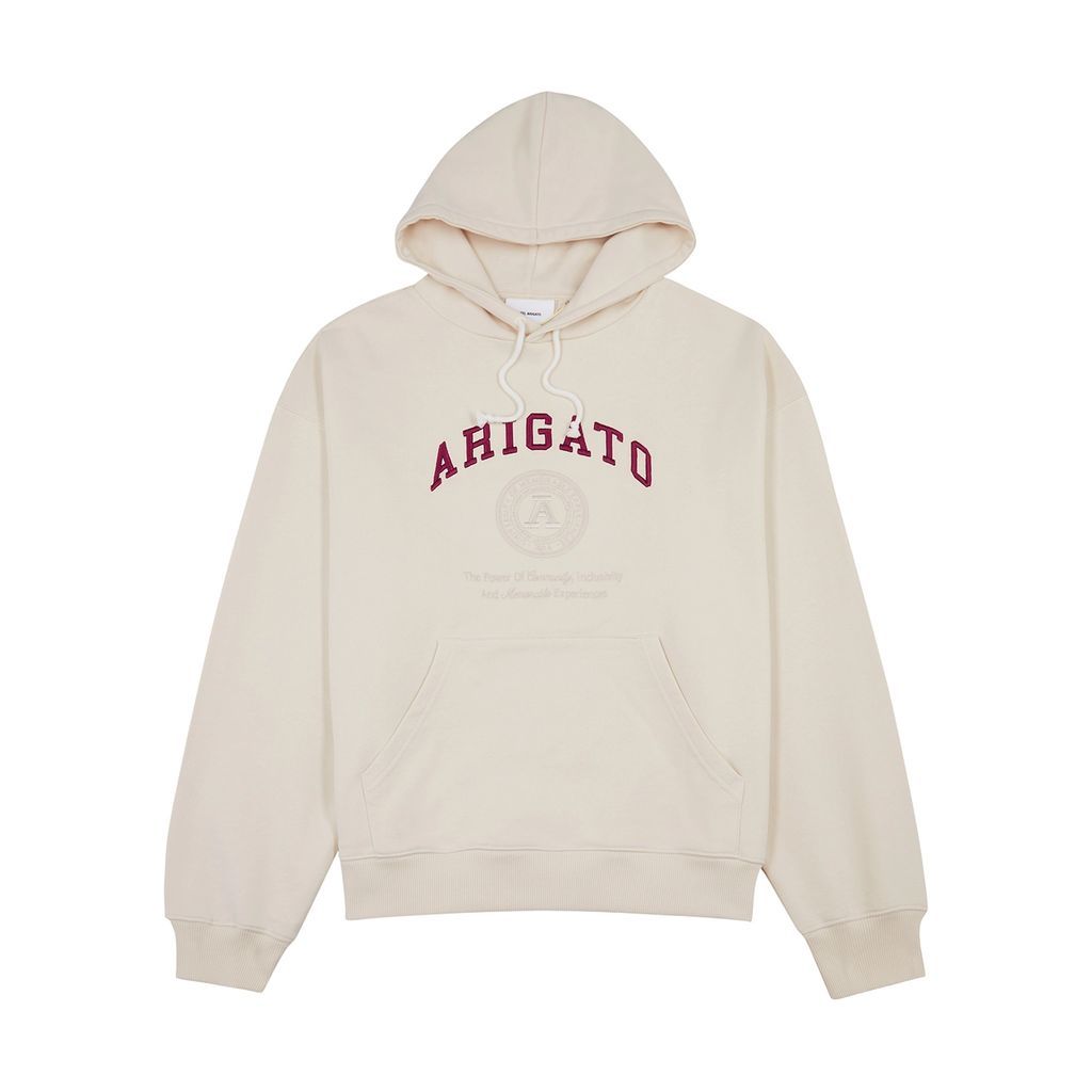 University Logo Hooded Cotton Sweatshirt - Beige - M