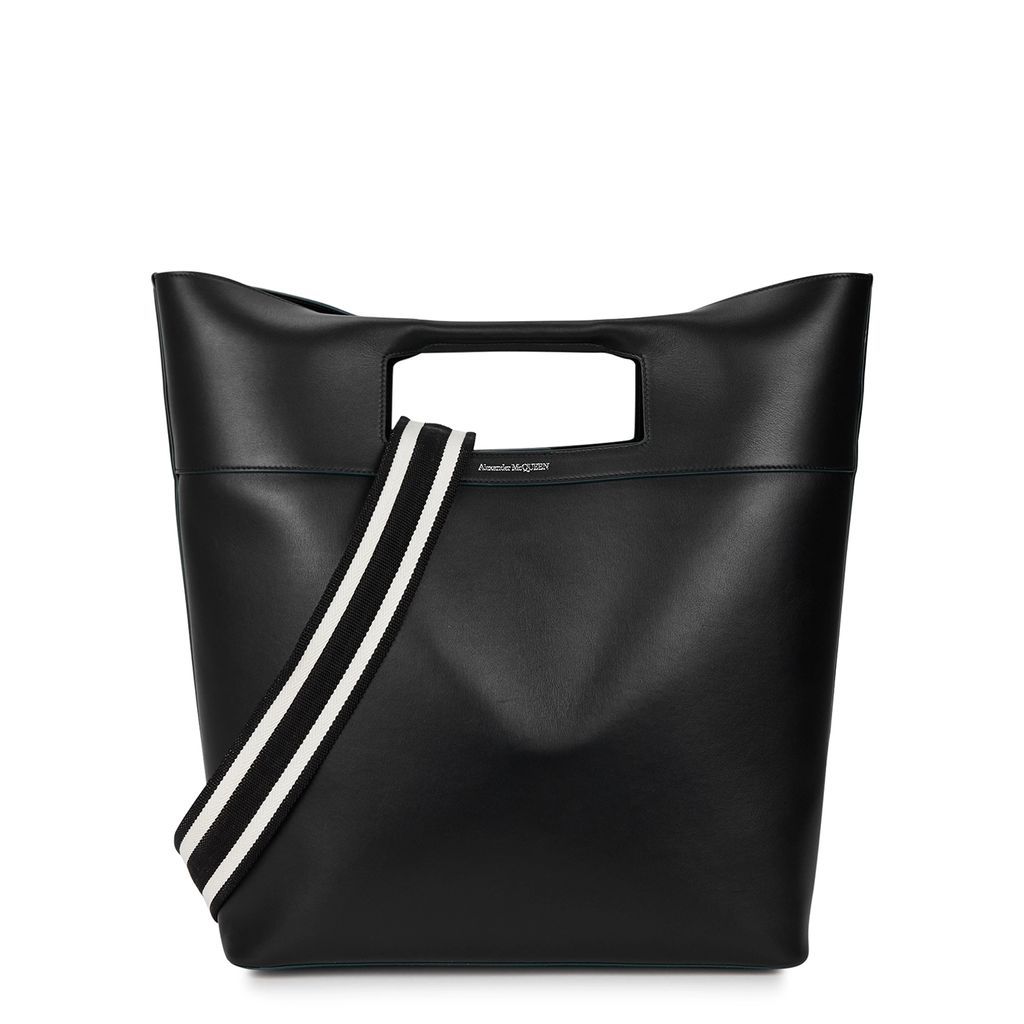 The Square Bow Leather Tote - Black
