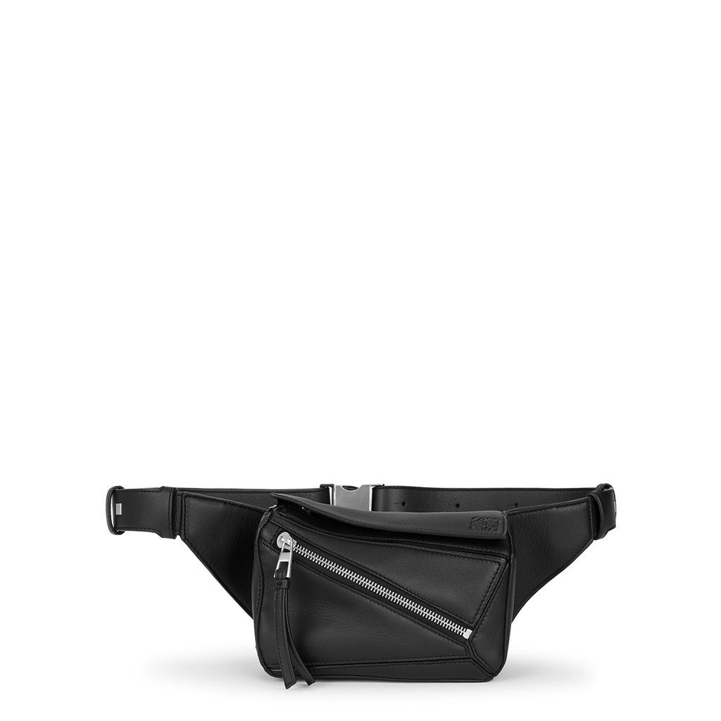 Puzzle Leather Belt Bag - Black