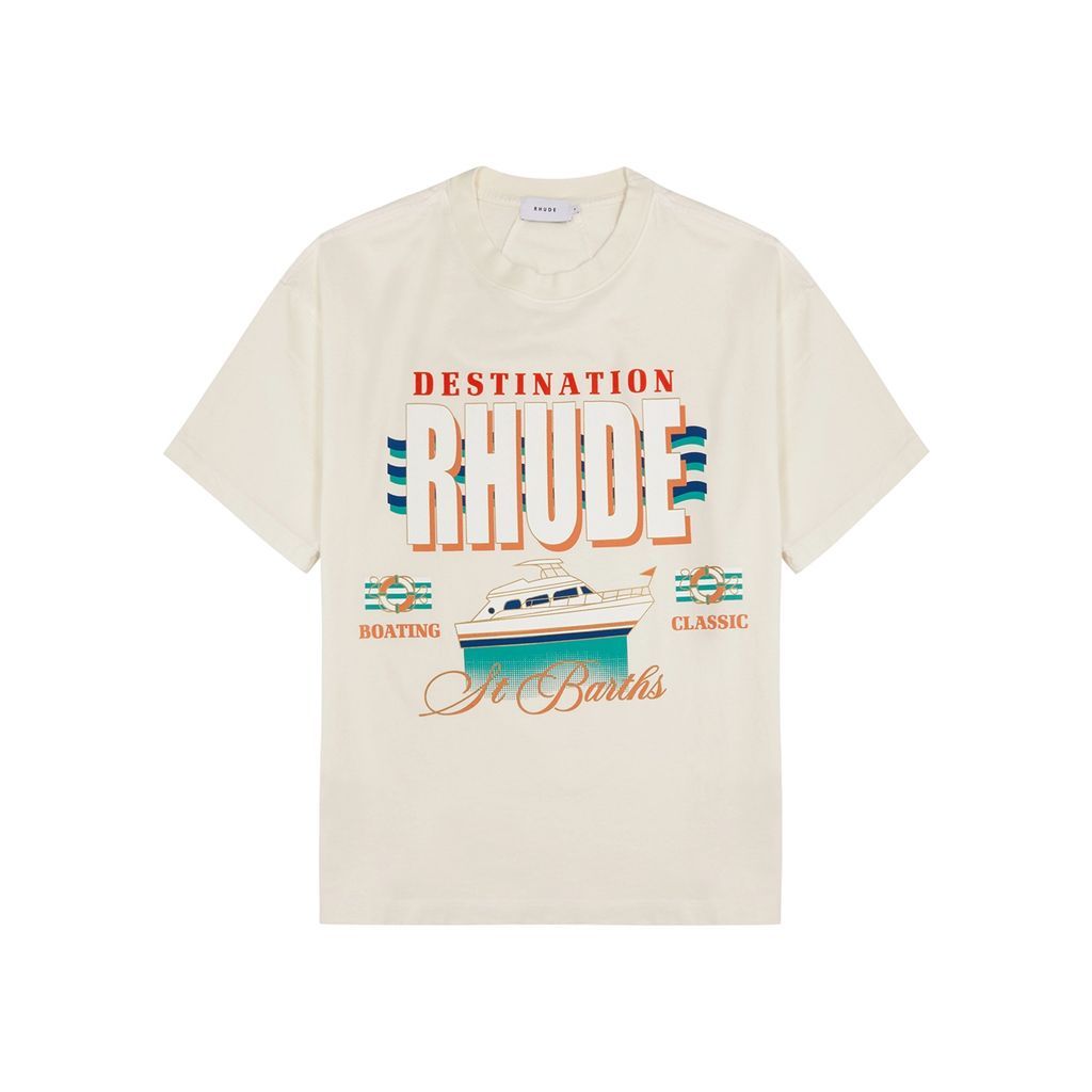 Destination Printed Cotton T-shirt - White - L
