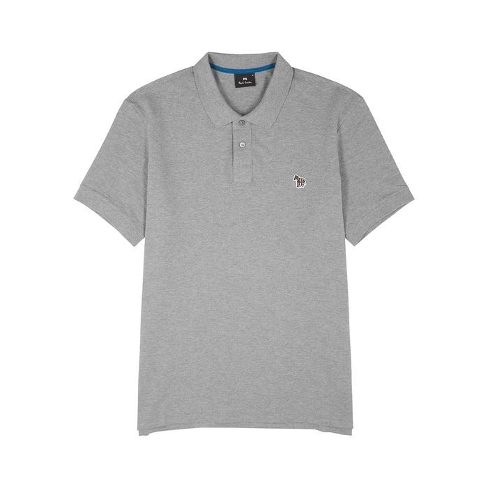 Grey Piqué Cotton Polo Shirt