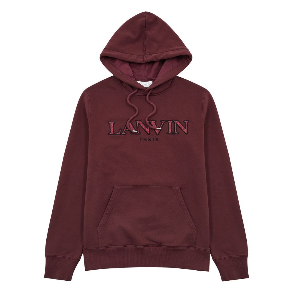 Curb Logo Hooded Cotton Sweatshirt - Burgundy - M