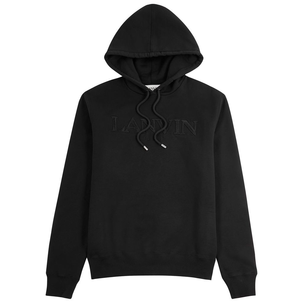 Curb Logo Hooded Cotton Sweatshirt - Black - XL