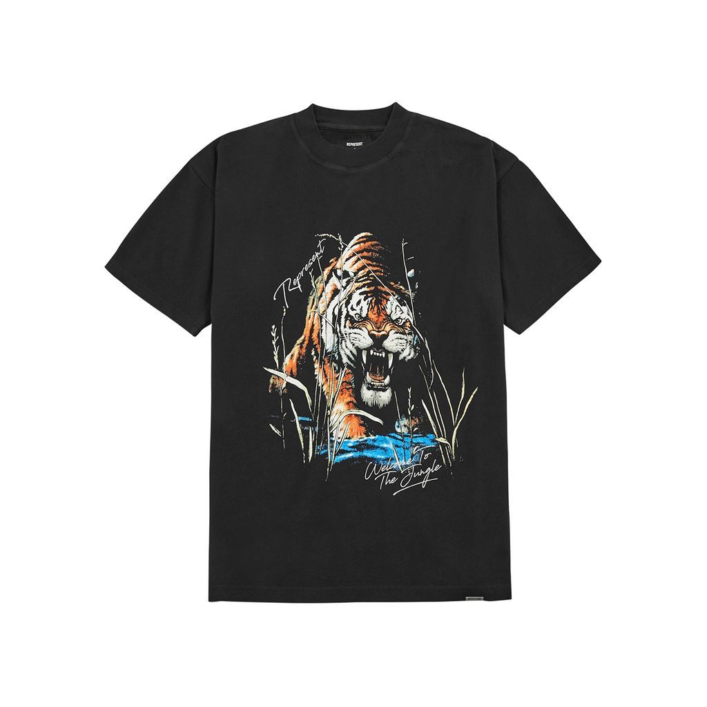 Welcome To The Jungle Printed Cotton T-shirt - Black - L