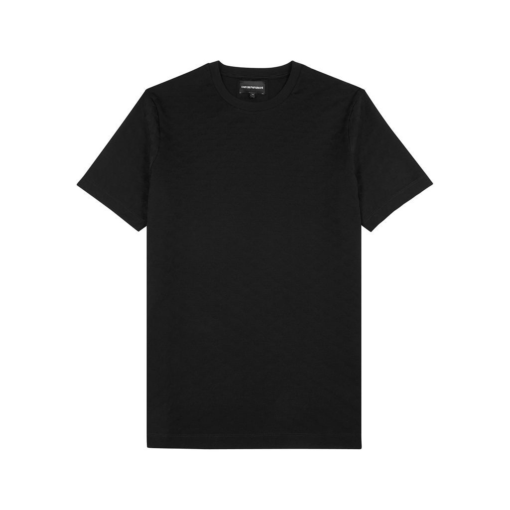 Logo-jacquard Cotton T-shirt - Black - L