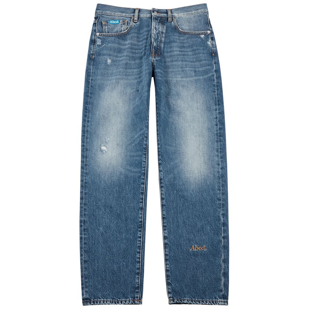 Faded Straight-leg Jeans - Blue - W30