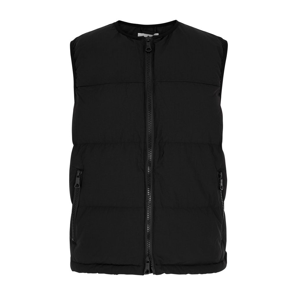 Bubble Quilted Matte Shell Gilet - Black - M