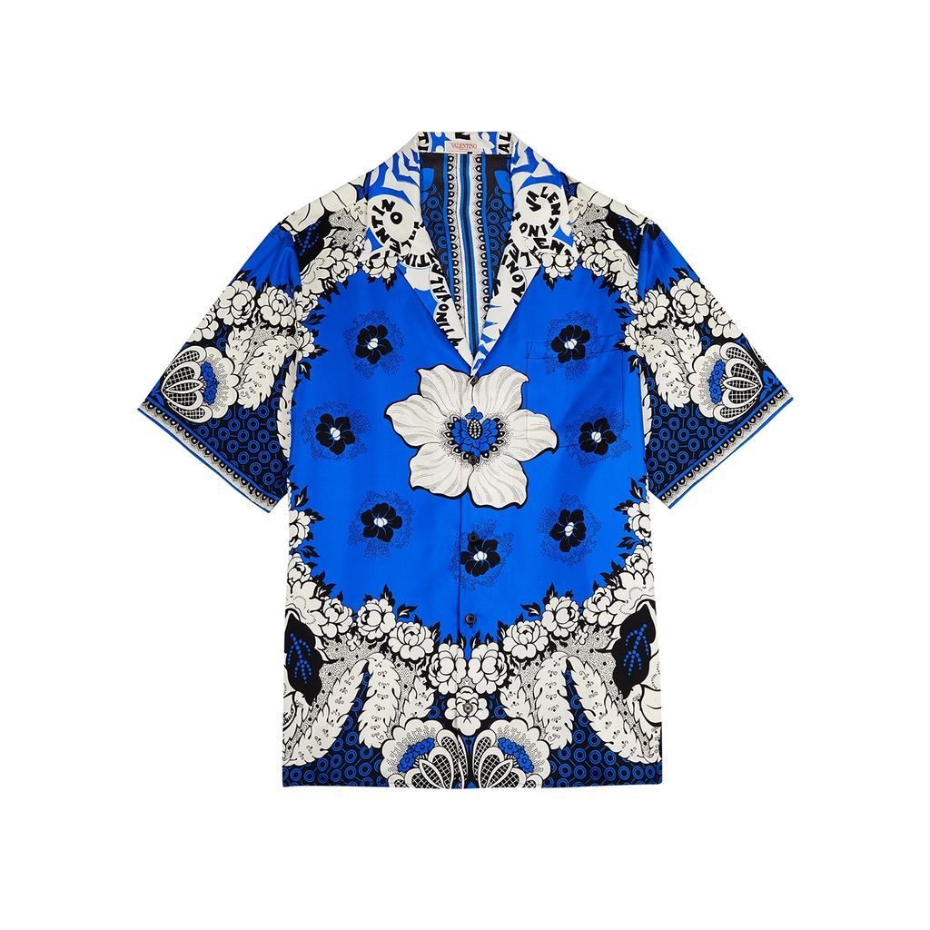 Bandana-print Silk Shirt - Blue - 46