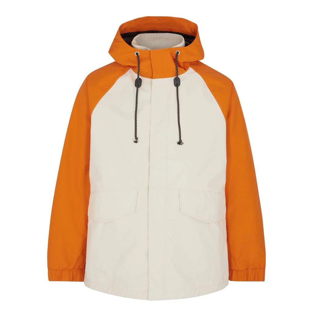 Colour-blocked Hooded Shell Jacket - Beige - L
