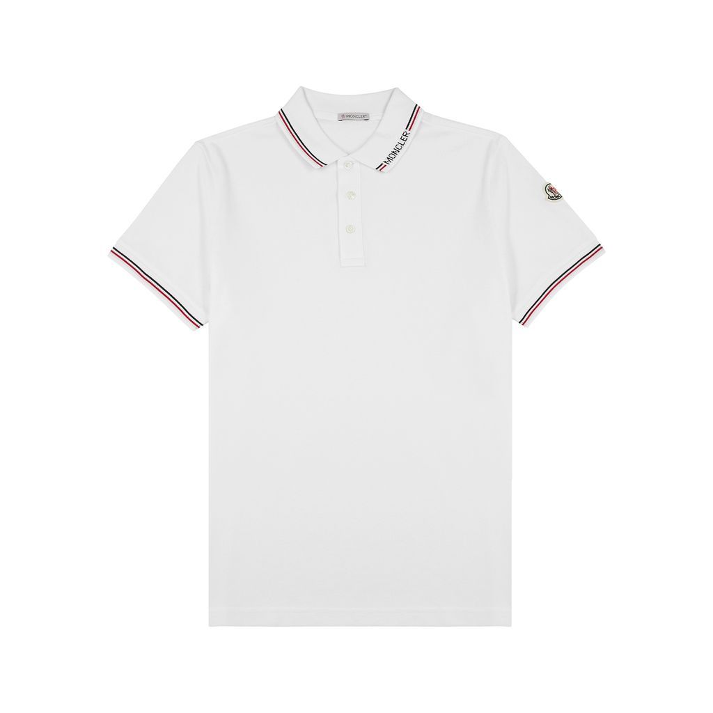Logo Piqué Cotton Polo Shirt - White - L