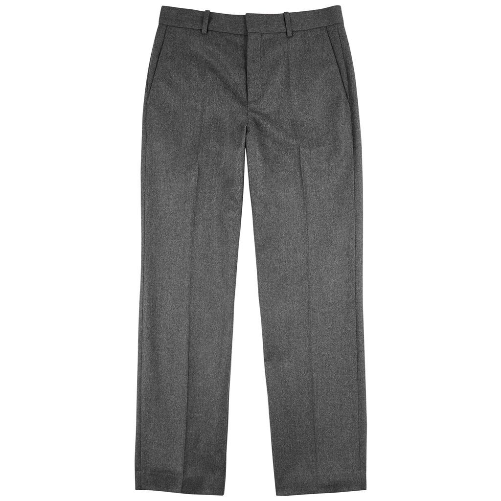 Straight-leg Wool Trousers - Grey - 50