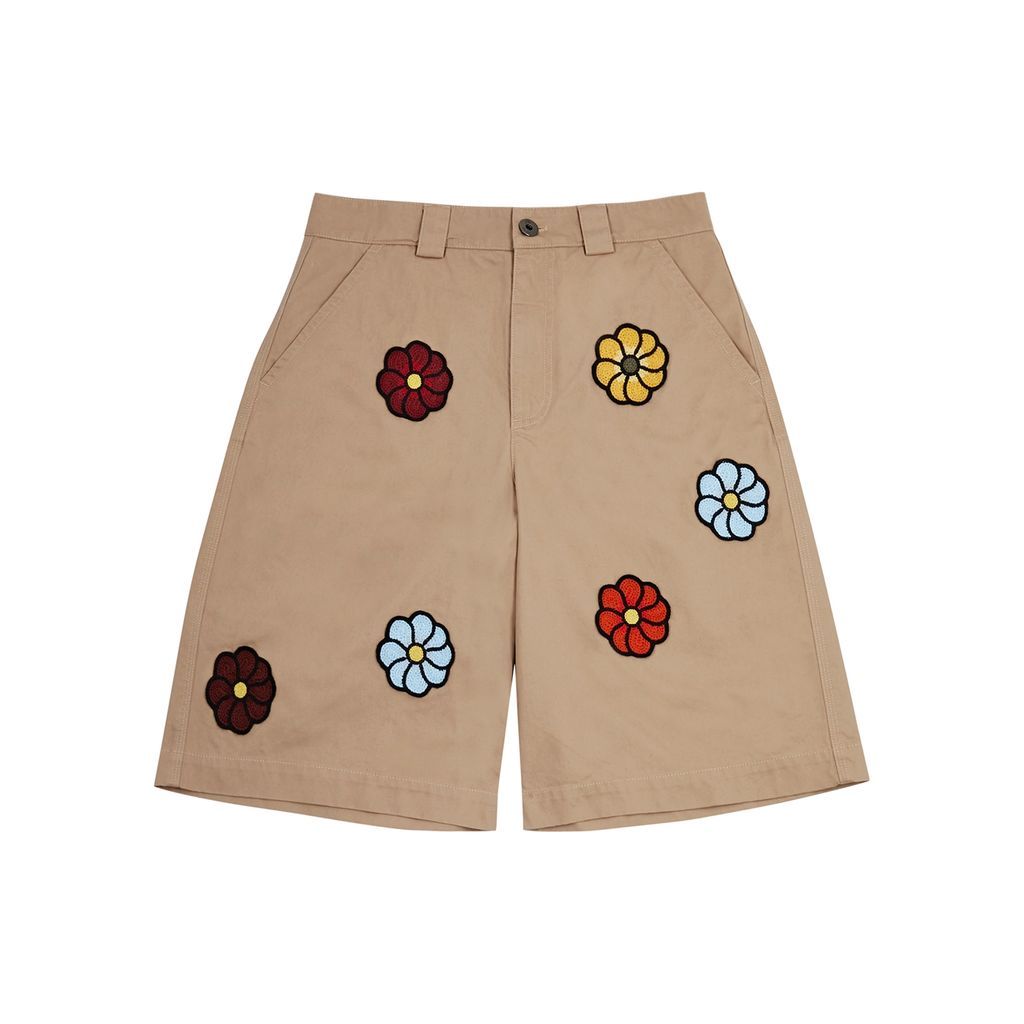 1 Moncler JW Anderson Floral Cotton Shorts - Ecru - W26