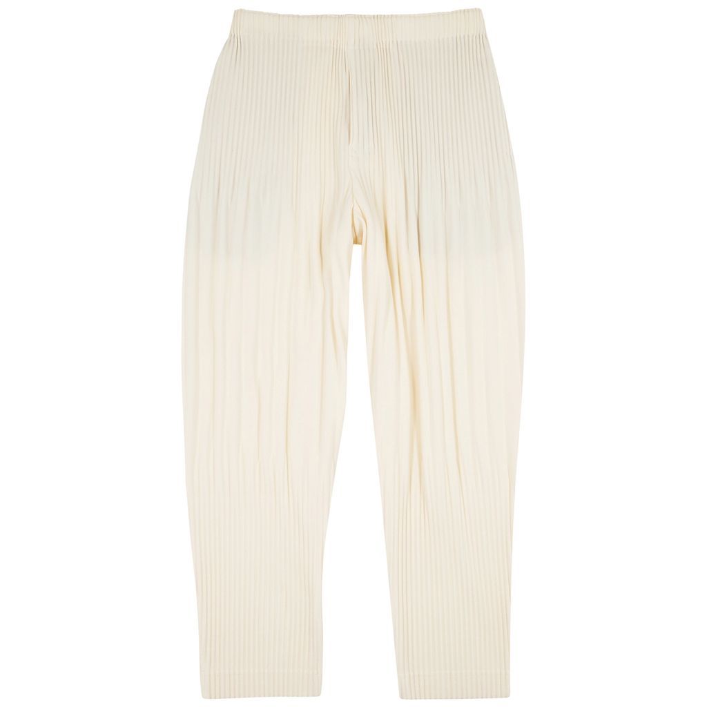Homme Plissé Issey Miyake Pleated Cropped Trousers - Cream - 1