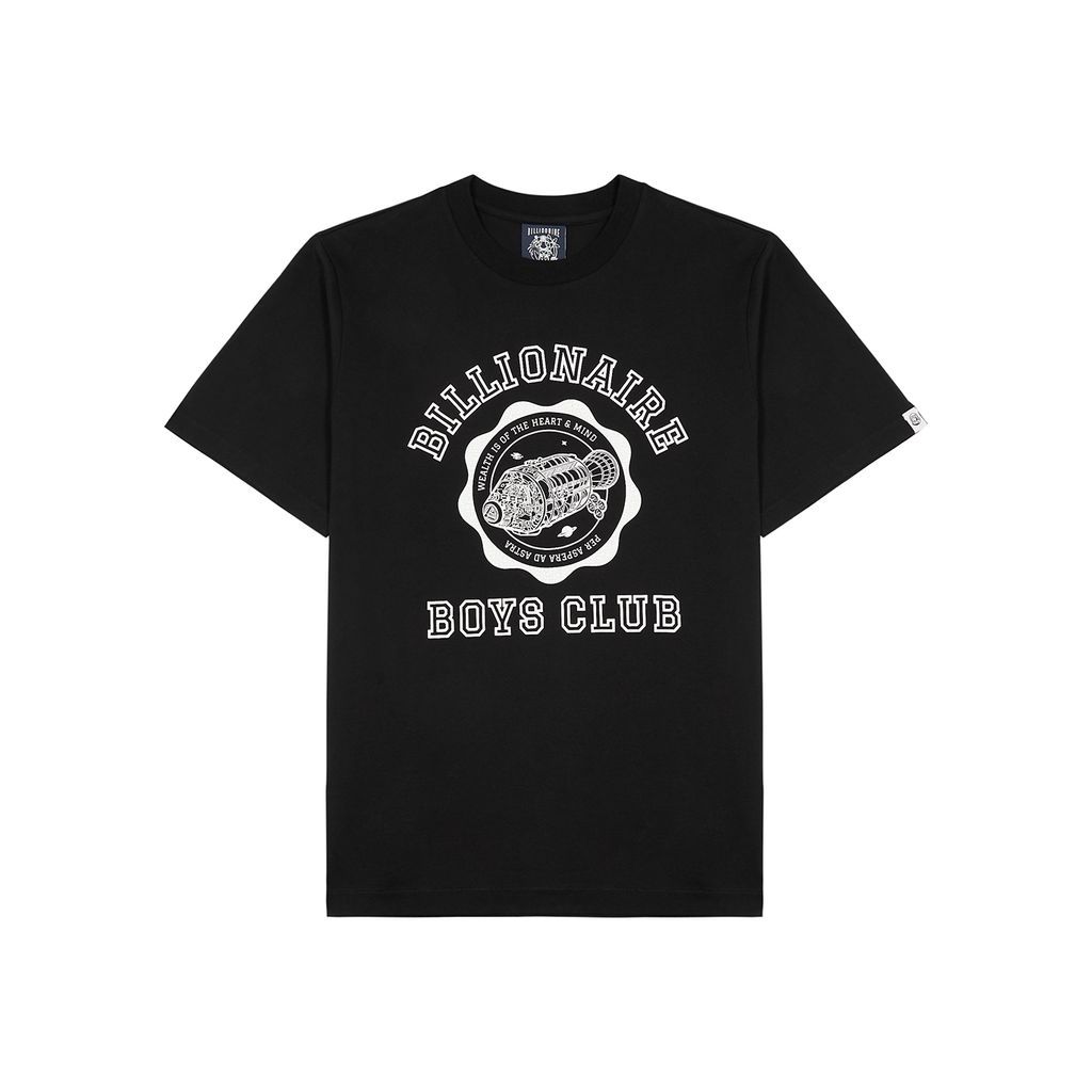 Academy Logo Printed Cotton T-shirt - Black - S