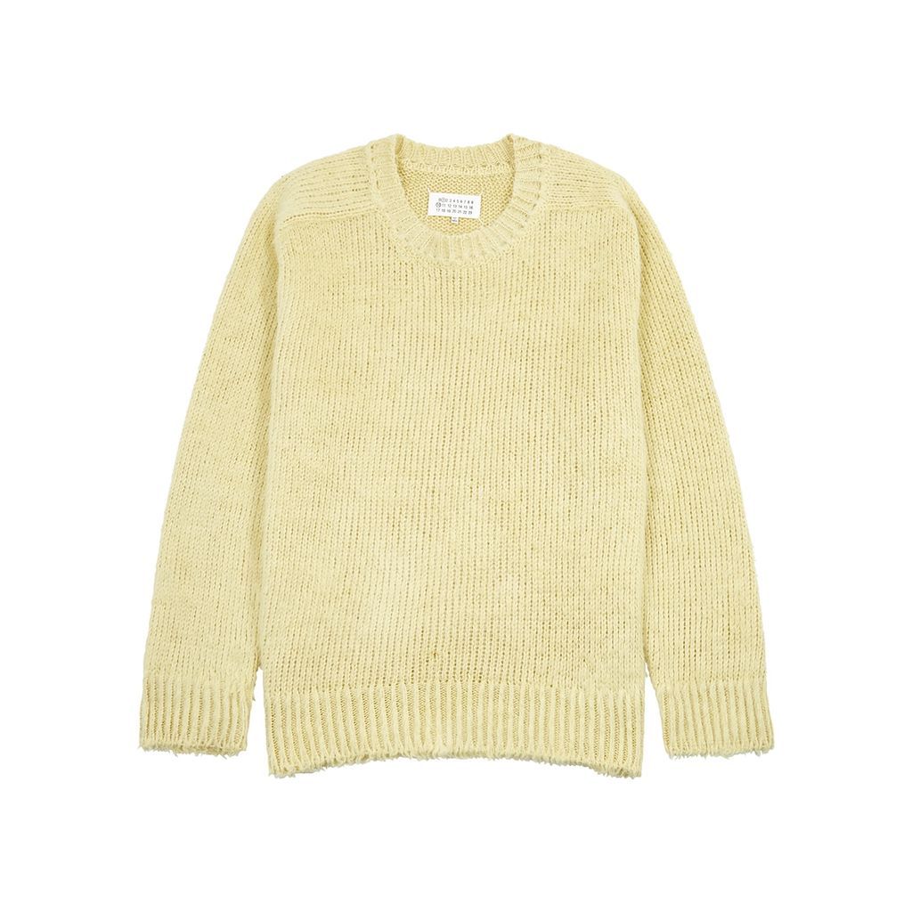 Brushed Knitted Linen Jumper - Yellow - XL