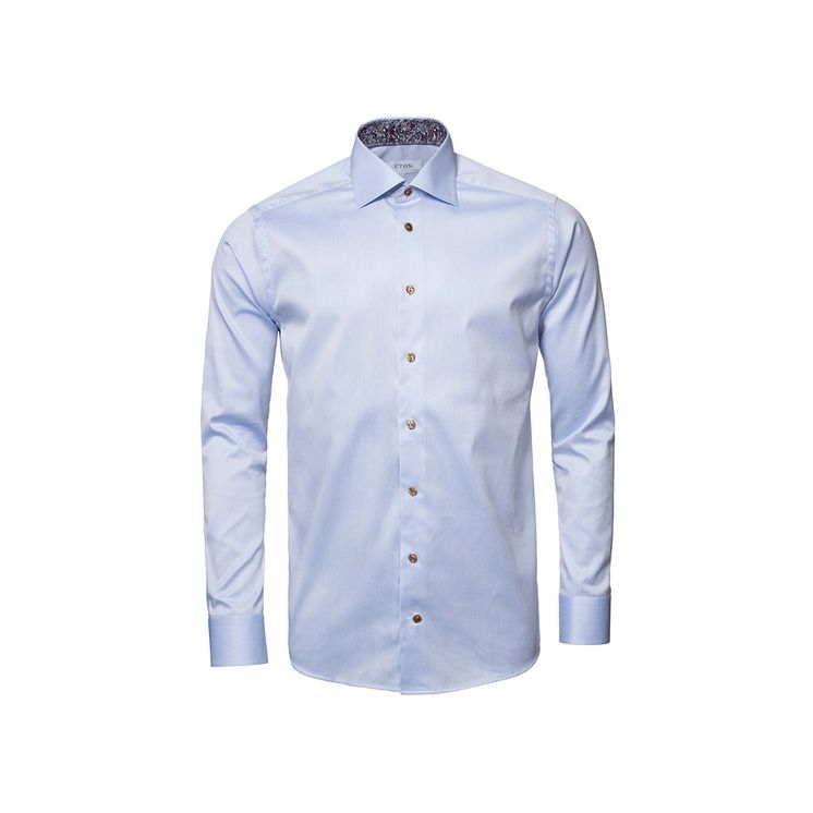 Blue Signature Paisley Details Twill Contemporary Shirt