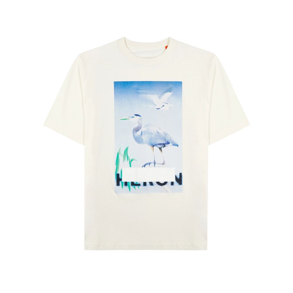Censored Printed Cotton T-shirt - White And Blue