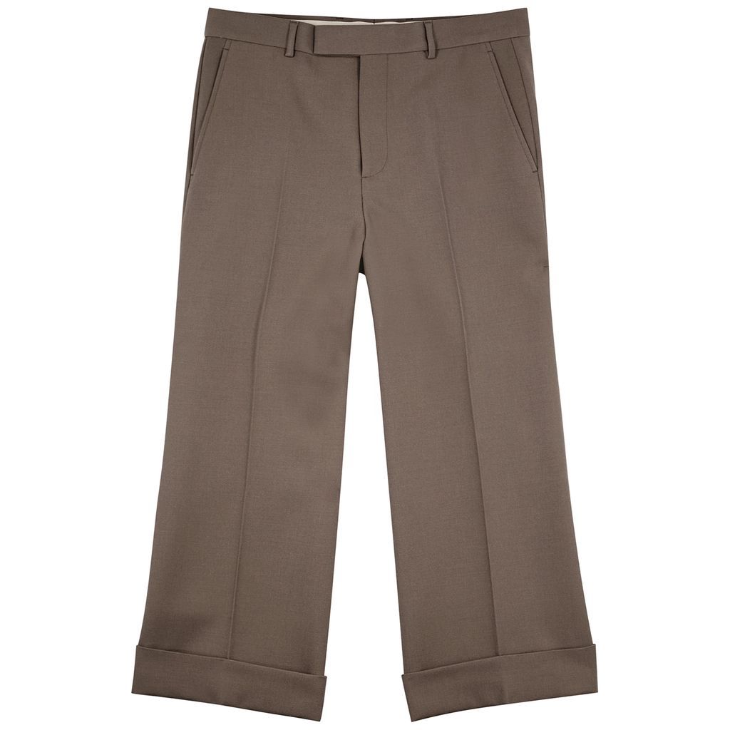 Cropped Straight-leg Wool Trousers - Brown - W34